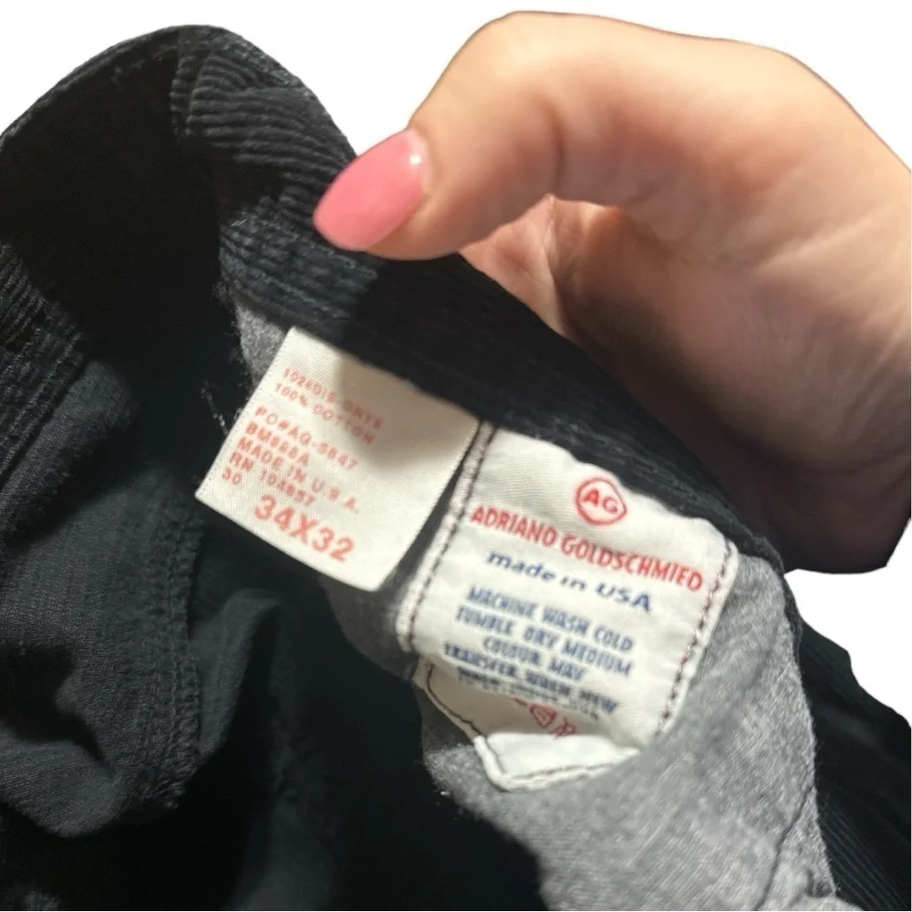 EUC - AG Adriano Goldschmied The Prime Coduroy Pants - black - size 34x32
